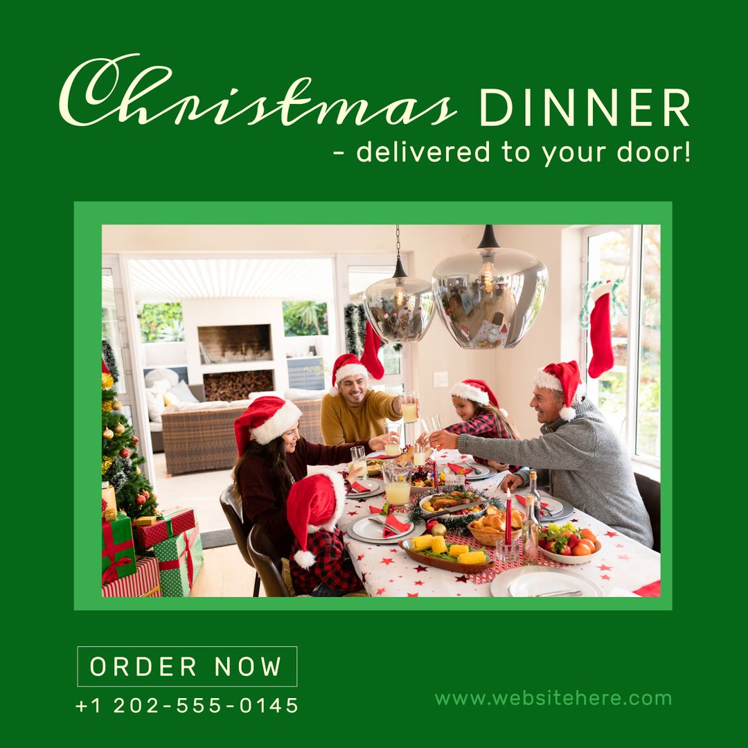 Festive Family Enjoying Christmas Dinner in a Cozy Setting