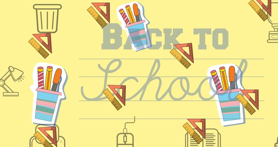 Colorful Back to School Design with Educational Tools