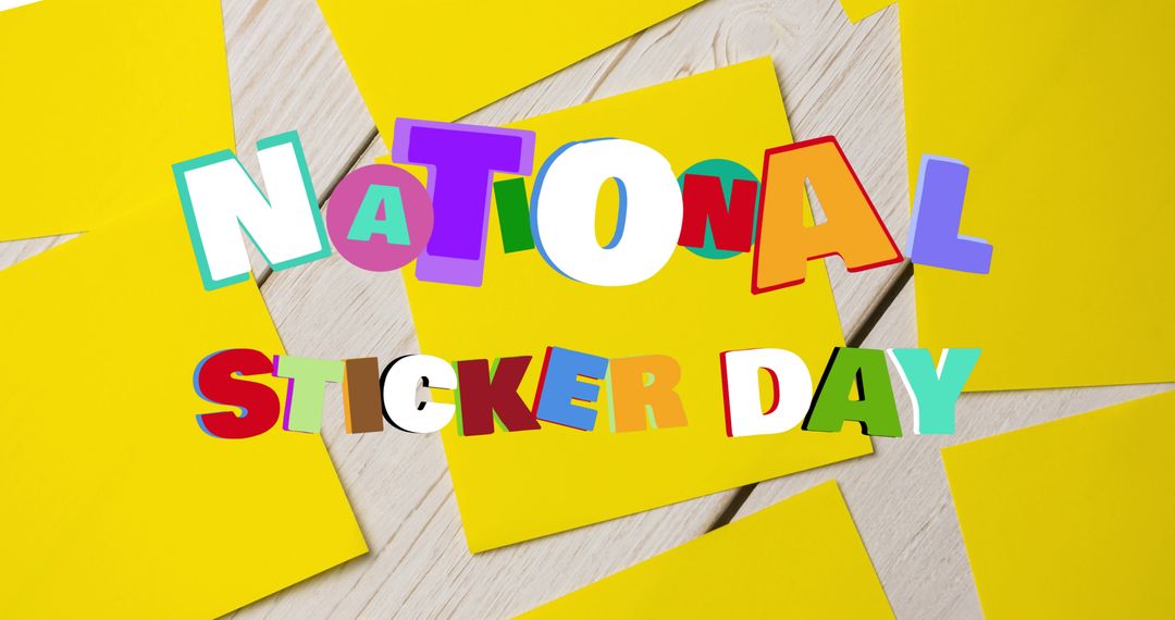 National Sticker Day Celebration with Bright Neon Letters