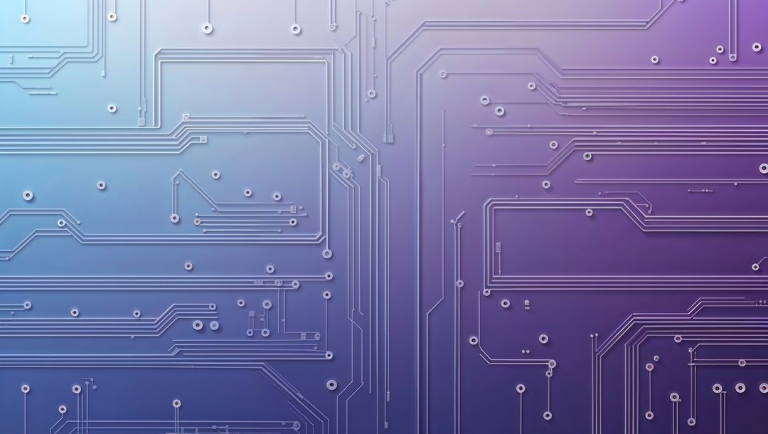 Circuit Board Design with Detailed Traces on Purple Background
