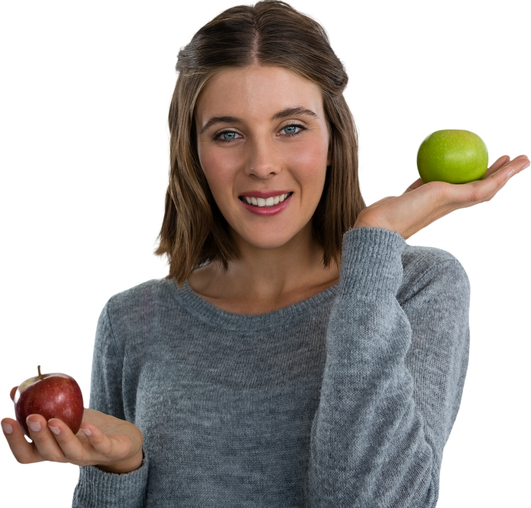 Woman with Two Apples Transparent Background - Download Free Stock Images Pikwizard.com