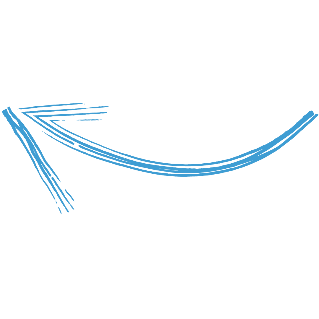 Hand-Drawn Blue Arrow Pointing Left on Transparent Background