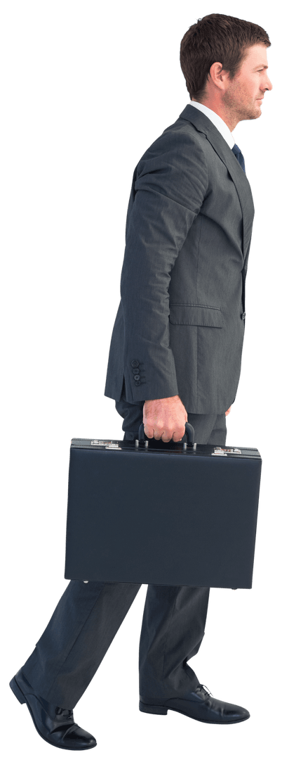 Professional Businessman Walking with Briefcase Transparent Background