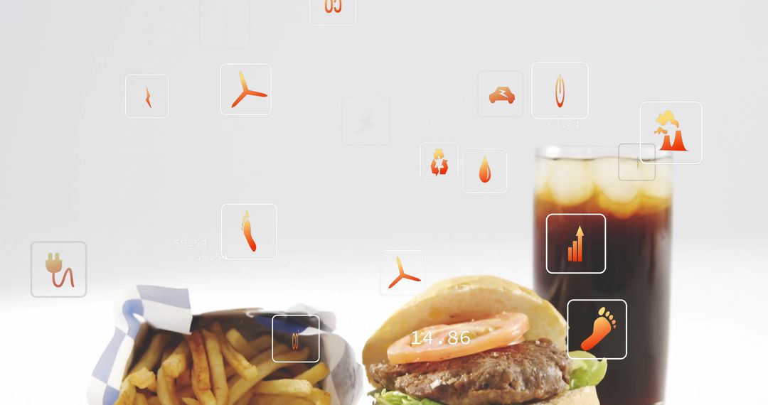 Fast Food Meal with Digital Metrics Overlay