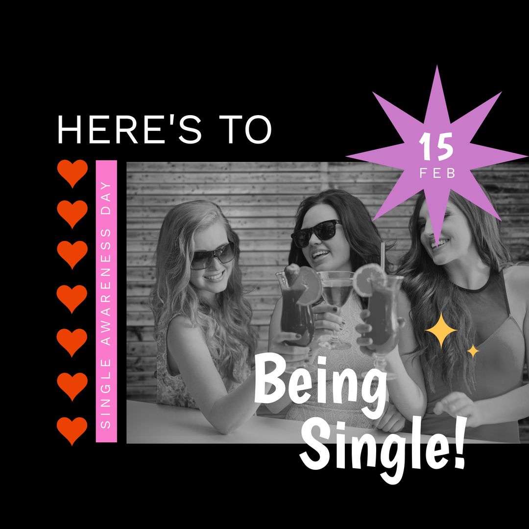 Celebrating Single Awareness Day with friends and toasts. - Download Free Stock Templates Pikwizard.com