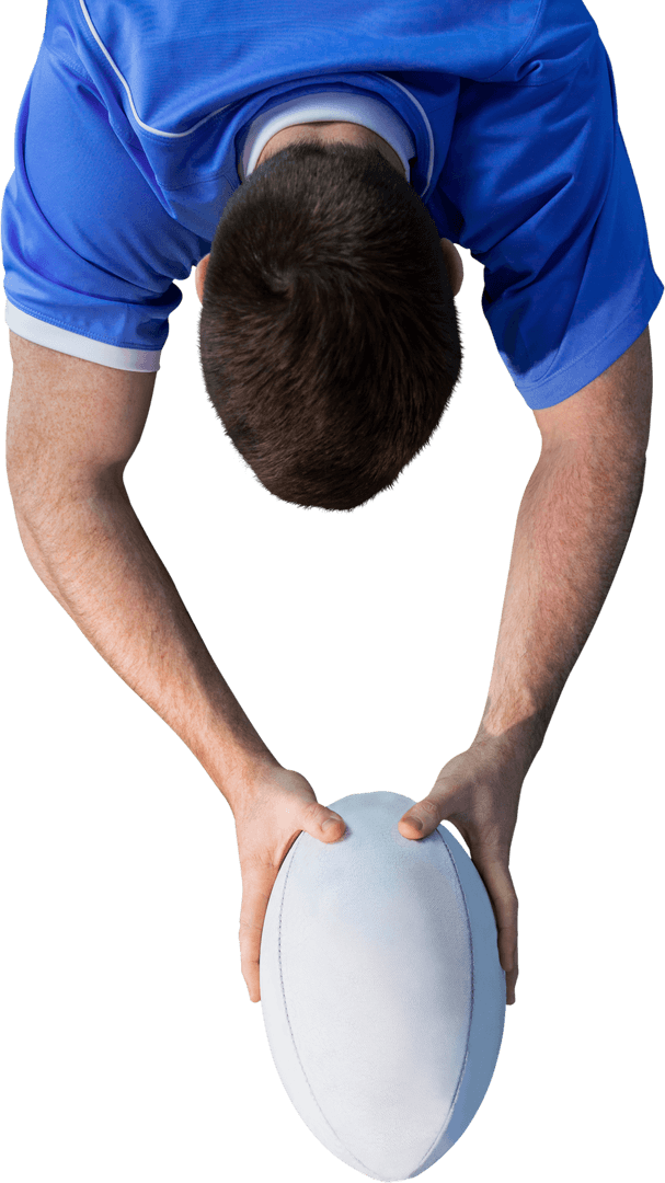 Transparent Rugby Player Scores Try Upward View Action