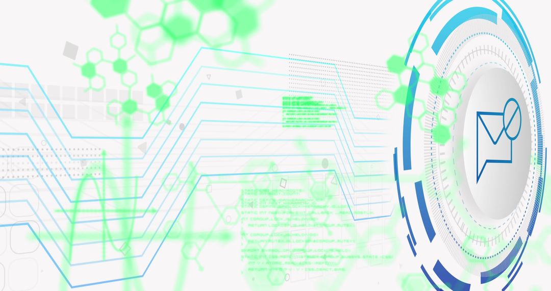 Digital Interface with Envelope Icon Highlighting Data Transfer