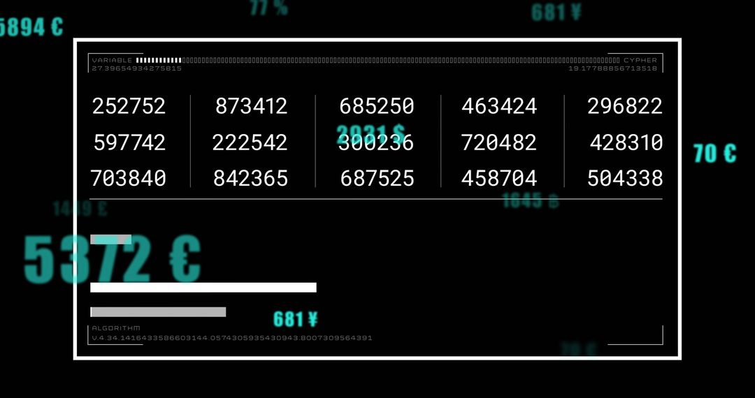 Digital Data Processing with Currency Symbols and Diagrams