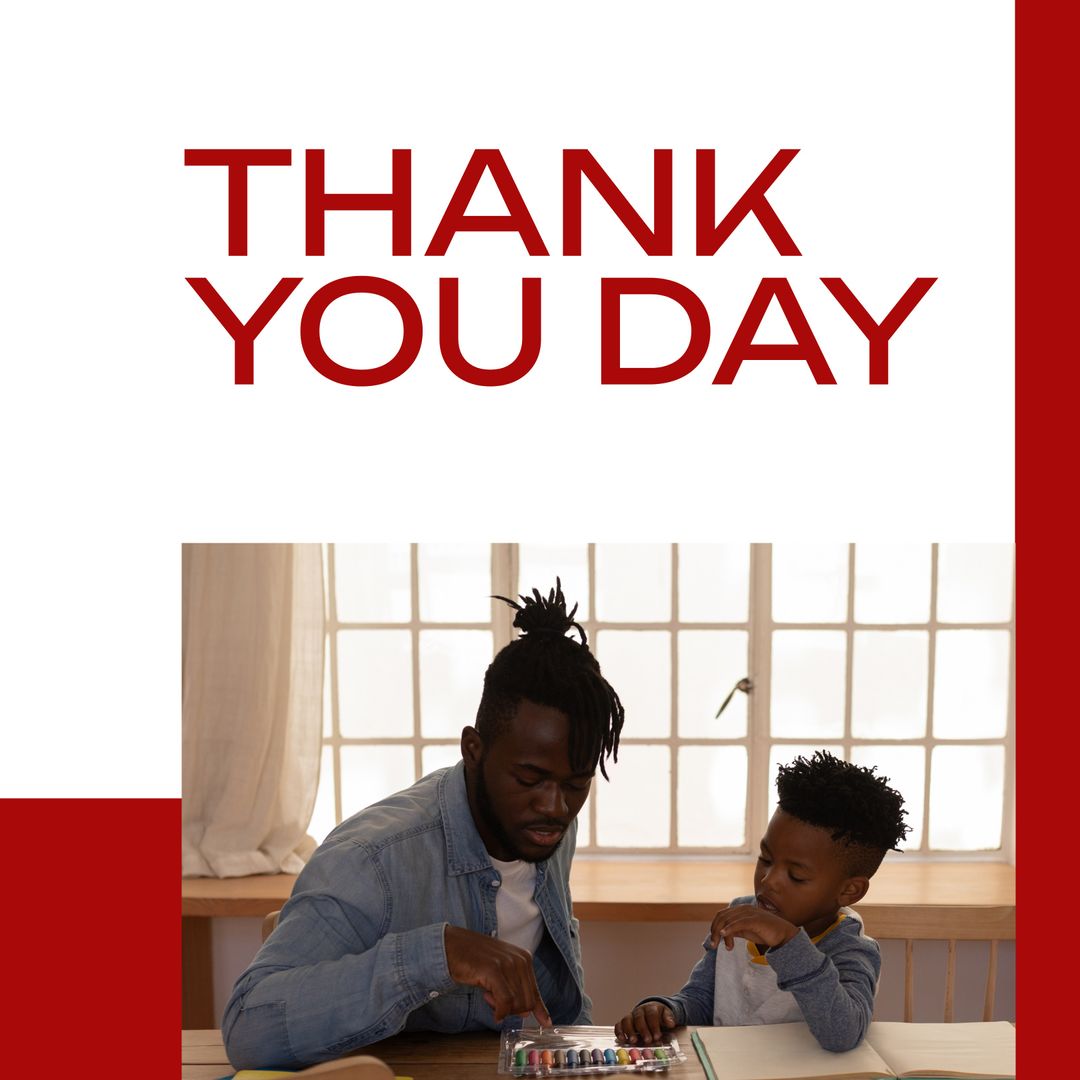 Father and Son Celebrating Thank You Day Together