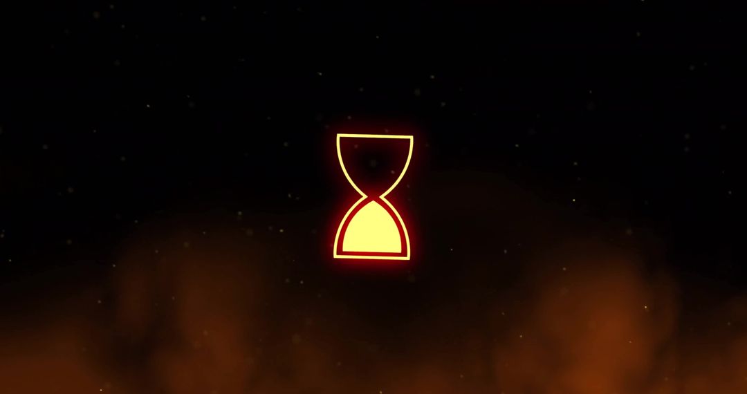 Glowing Hourglass with Digital Light Trails on Dark Background
