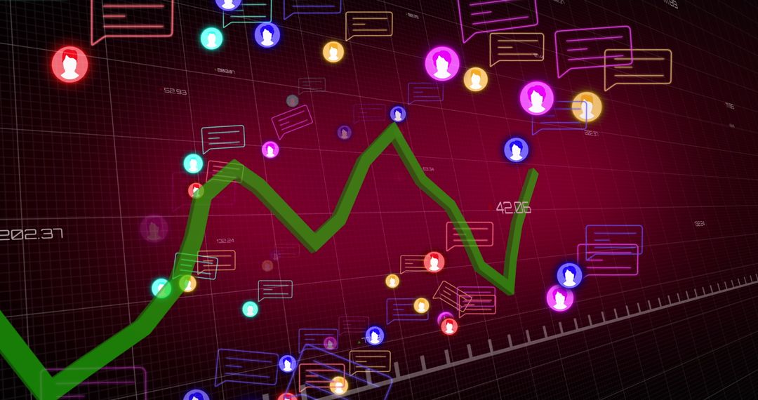 Digital Analytics Dashboard with Interactive Speech and Avatar Icons
