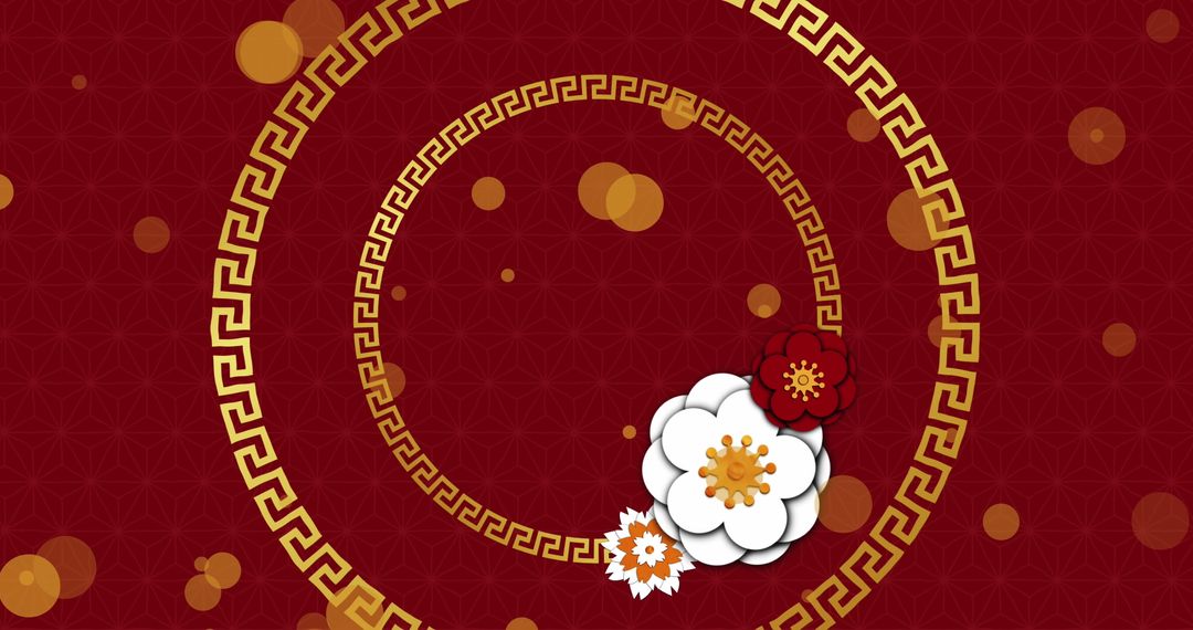 Chinese New Year Pattern with Festive Floral Accents on Red Background - Free Images, Stock Photos and Pictures on Pikwizard.com