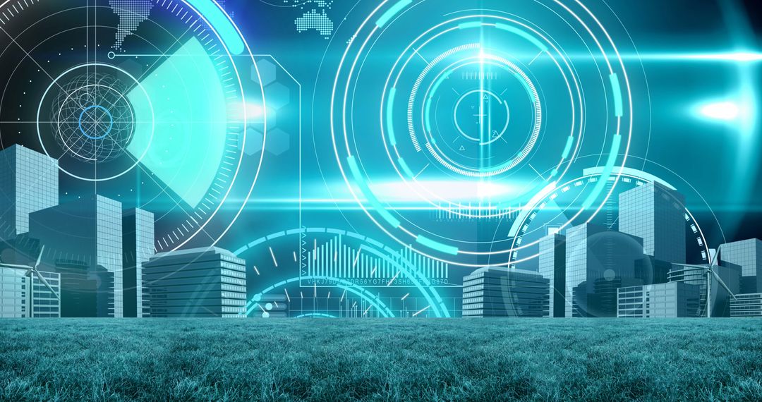 Futuristic Data Interface Overlaying Modern Sports Stadium