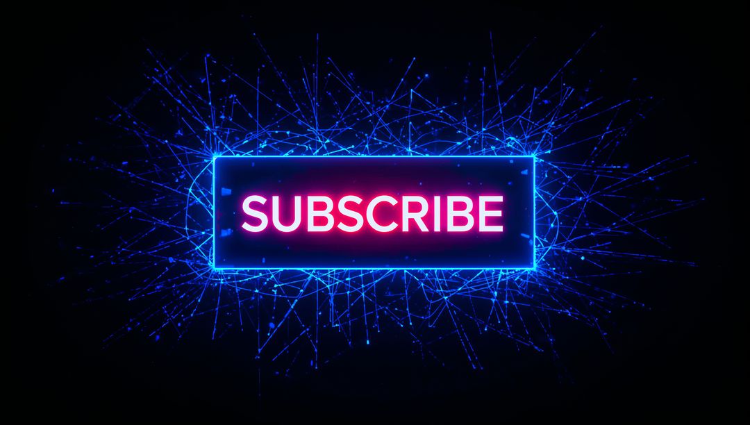 Neon Subscribe Button with Cyberpunk Blue Network Glow and Futuristic CTA