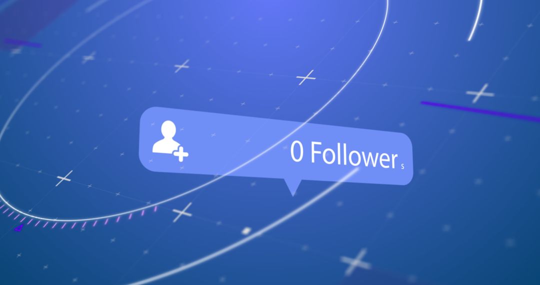 Digital Illustration of Zero Followers Notification on Blue Interface