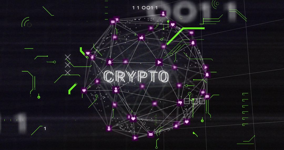 Next-gen crypto network featuring vibrant purple nodes