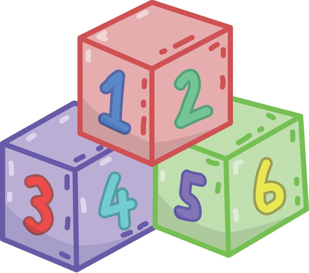 Vector Illustration Colorful Number Bricks on Transparent Background