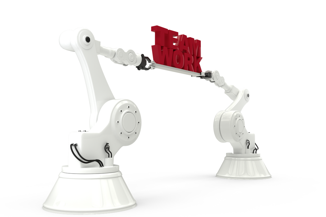 Two Robotic Arms Holding Teamwork Text on Transparent Background - Download Free Stock Images Pikwizard.com