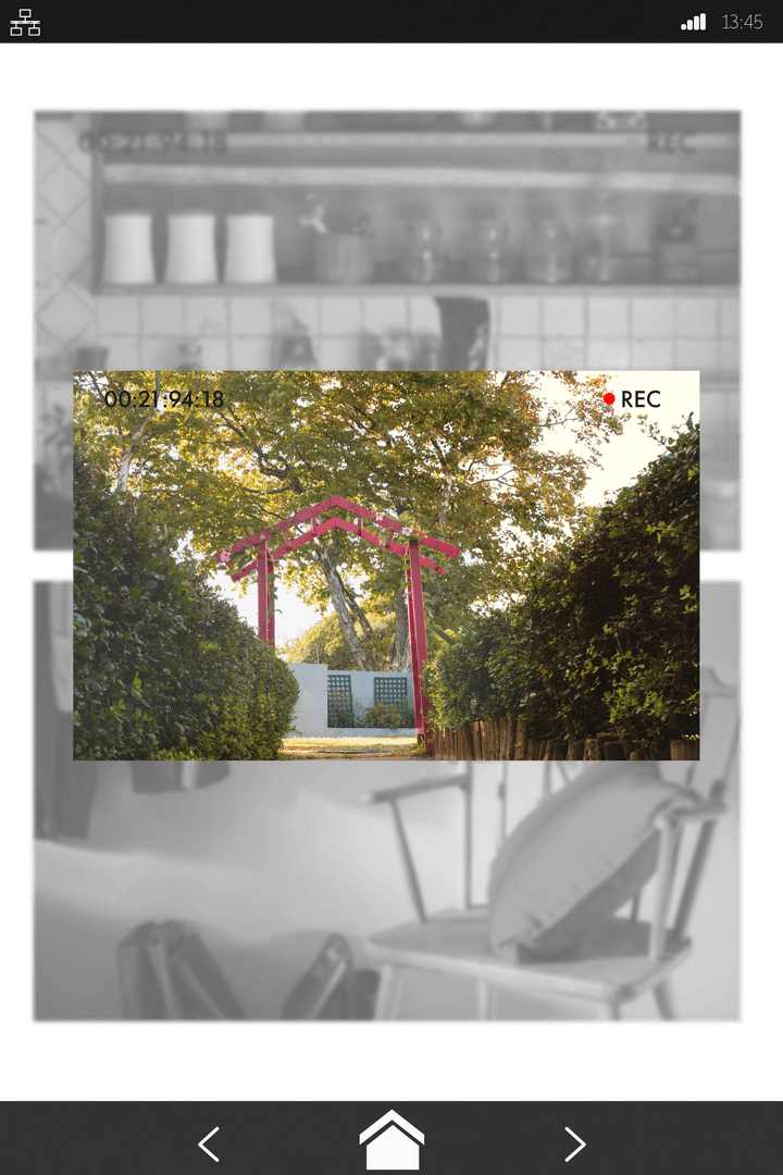 Recording Interface Displaying Garden Scene on Transparent View