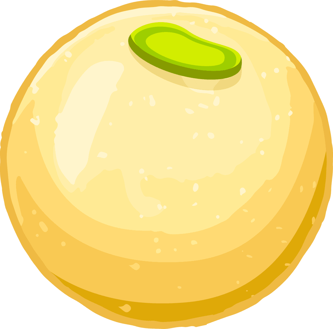 Transparent Illustration of Stylized Round Yellow Melon with Leaf