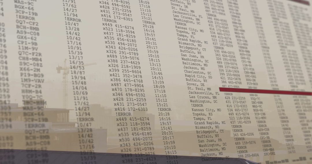 Flight Schedule on Semitransparent Board at Busy Airport