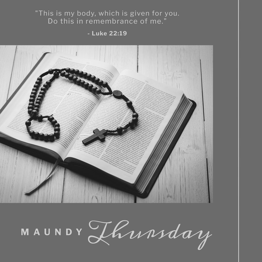 Maundy Thursday Bible and Rosary on Wooden Background - Download Free Stock Templates Pikwizard.com