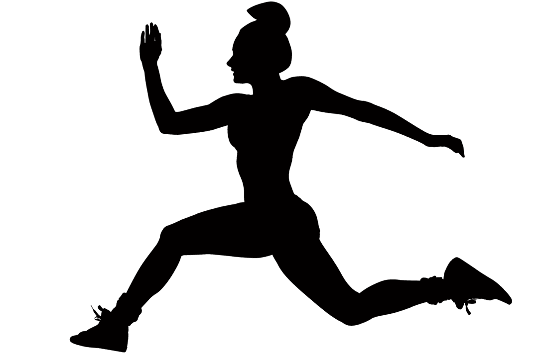 Dynamic Silhouette of Woman Running on Transparent Background