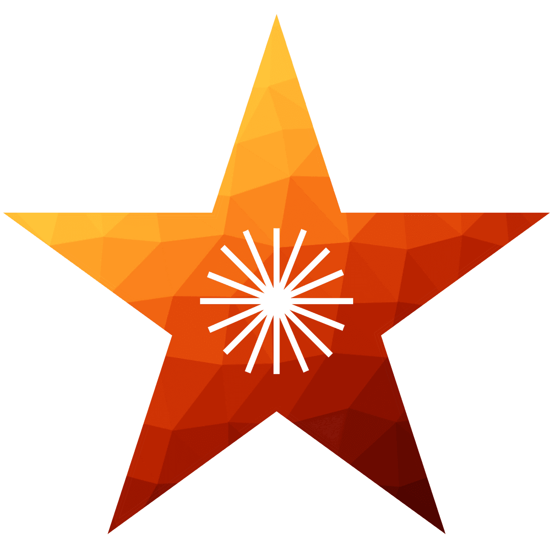 Vibrant Geometric Mosaic Star with Transparent Background