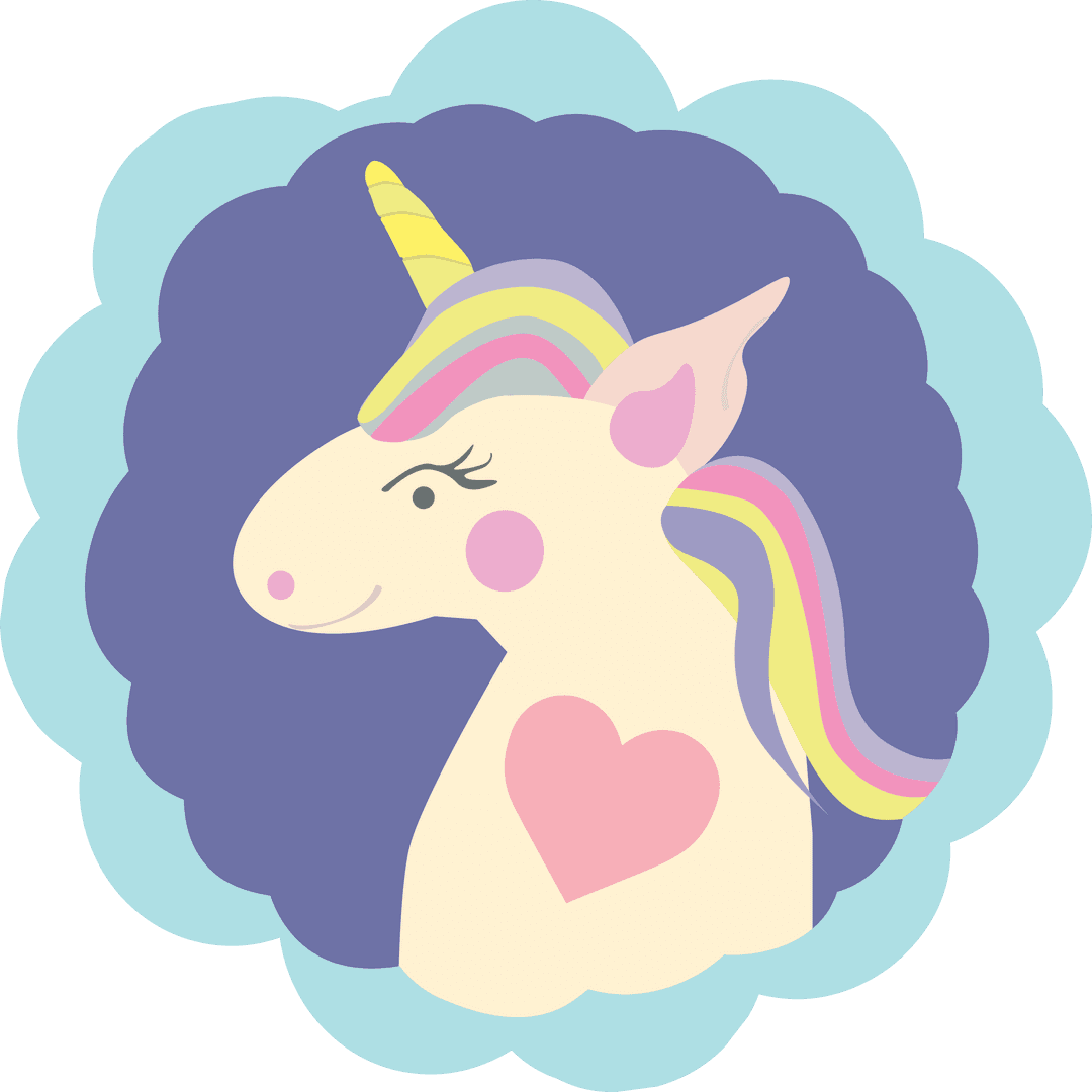 Colorful Cartoon Unicorn Isolated Illustration on Transparent Background