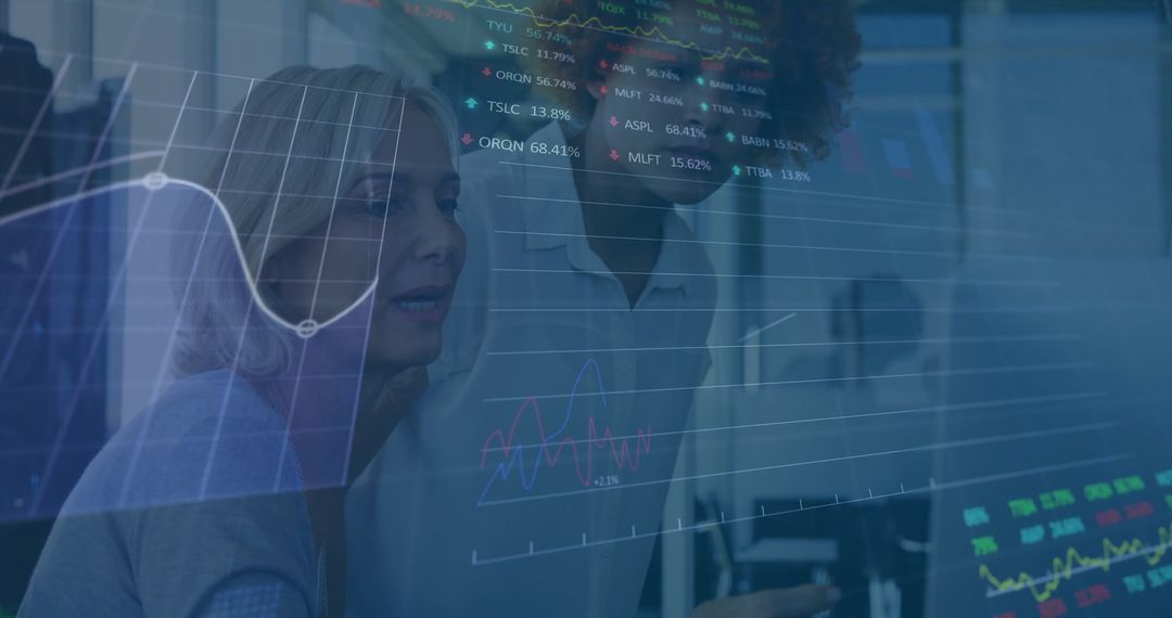 Analyzing Financial Data on Digital Interface in Modern Office