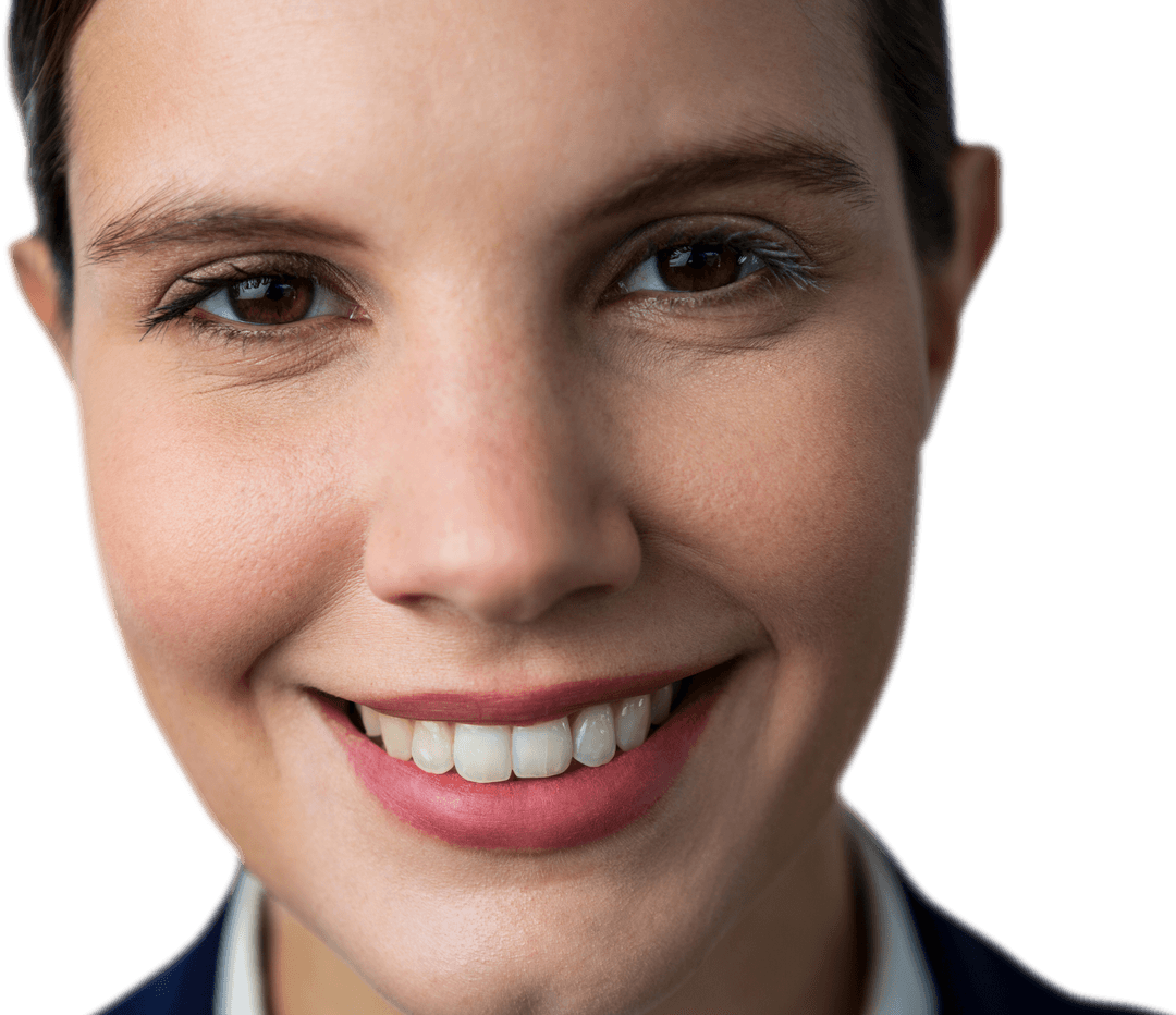 Transparent Close-up Portrait of Smiling Businesswoman