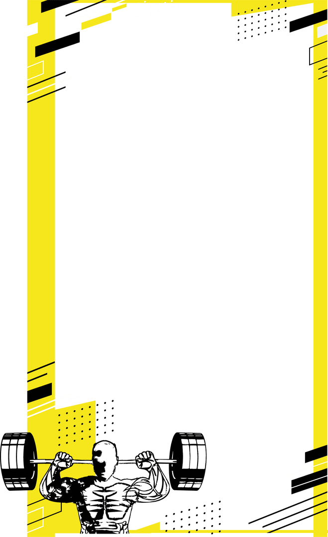 Weightlifter Elevating Barbell with Dynamic Yellow Accents on Transparent Background