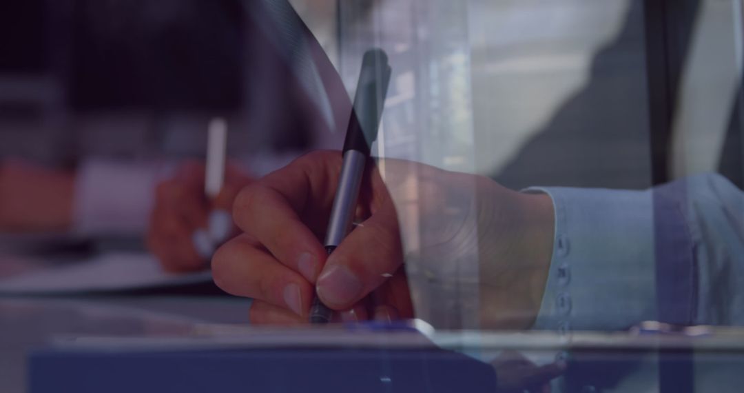 Businessman Overlaid With Handwriting Scene