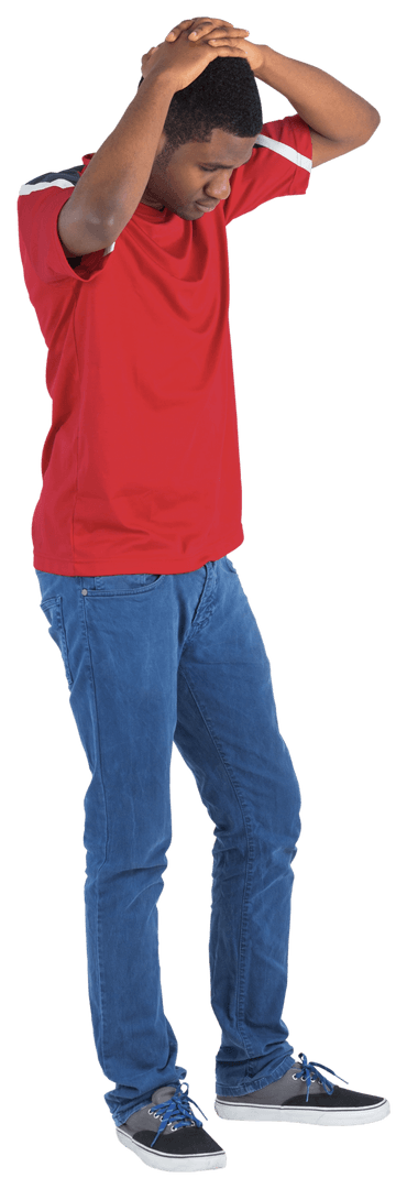 Transparent Disappointed Soccer Fan Holding Head in Frustration