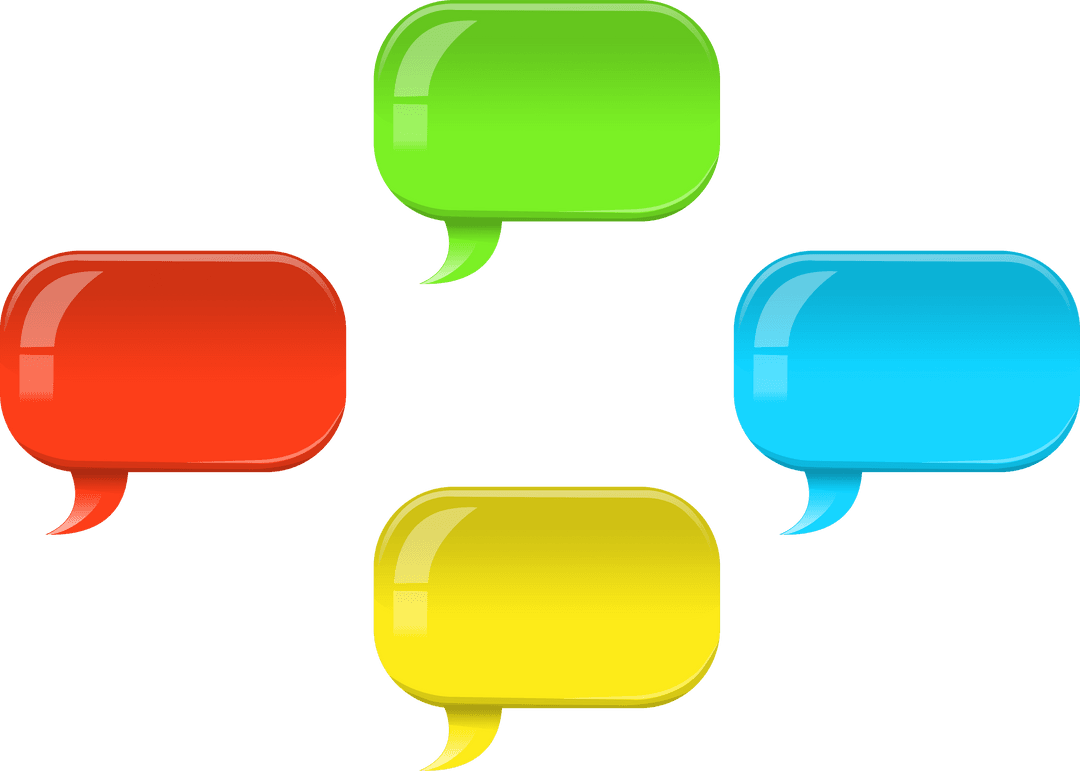 Colorful Speech Bubbles on Transparent Background for Communication Design