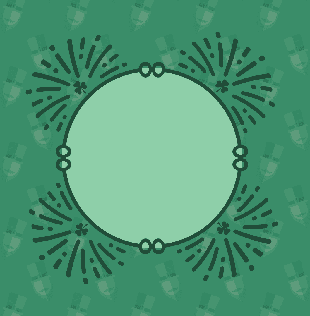 Transparent Circular Frame with Green Firework Design
