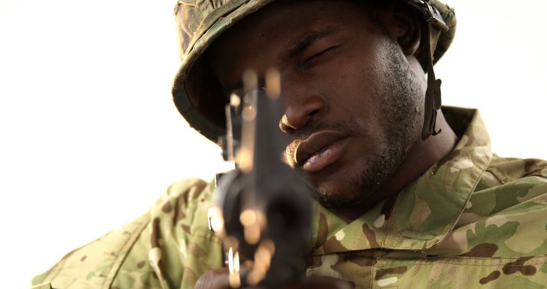 Focused Soldier Aiming Gun During Military Training - Free Images, Stock Photos and Pictures on Pikwizard.com