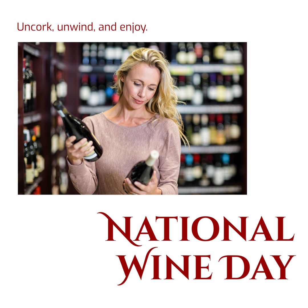 Celebrating National Wine Day - Woman Choosing Wine Bottles in Store - Download Free Stock Templates Pikwizard.com