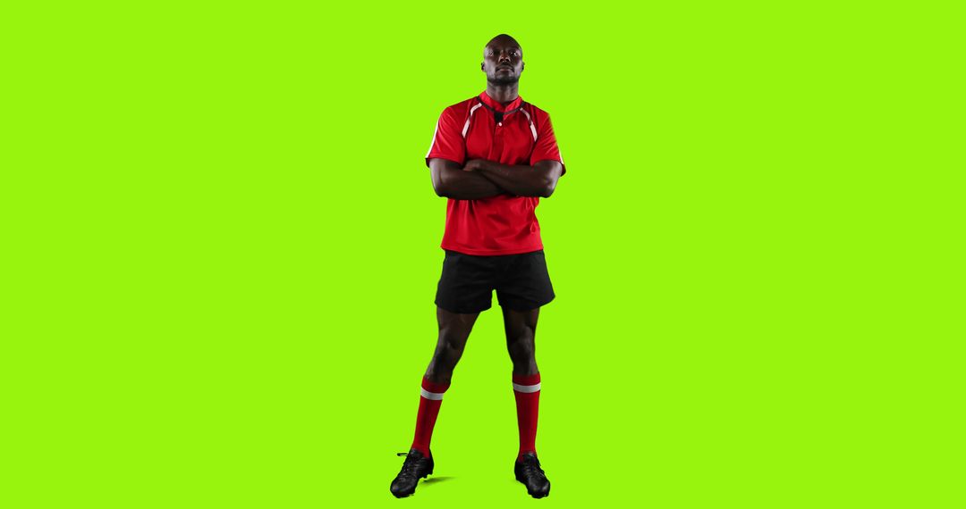 Confident Rugby Player in Red Uniform on Green Screen Background - Free Images, Stock Photos and Pictures on Pikwizard.com