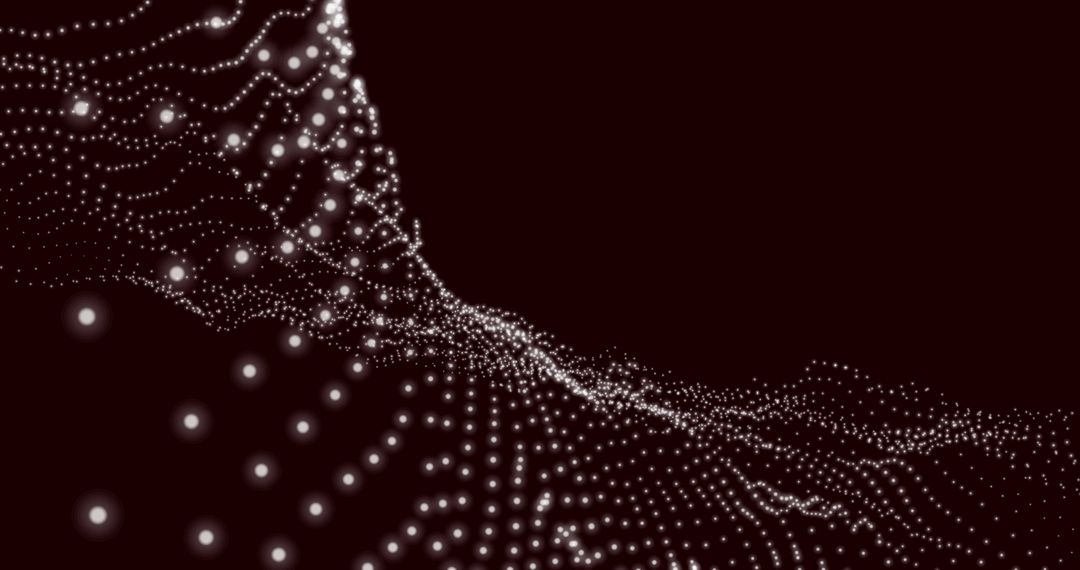 Abstract Digital Wave of Moving Points on Dark Background