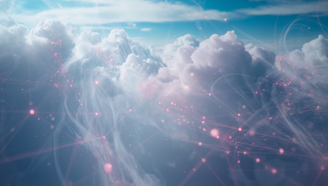 Surreal Cloud Horizon Interwoven with Digital Network