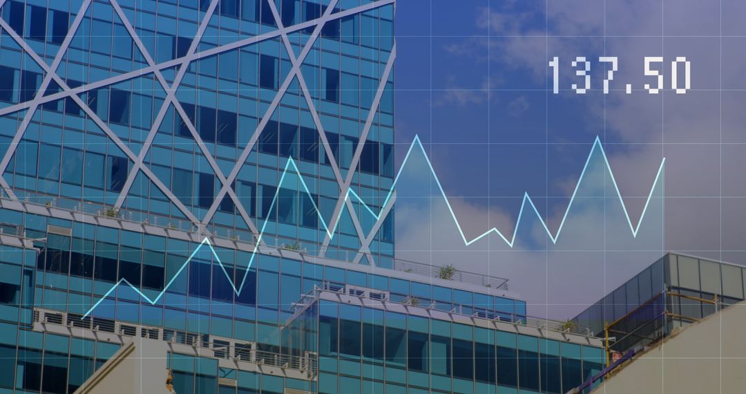 Digital Financial Graph on Modern Cityscape Background