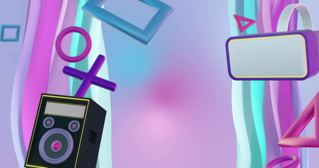 Vibrant Abstract Game Elements on Surreal Wavy Background