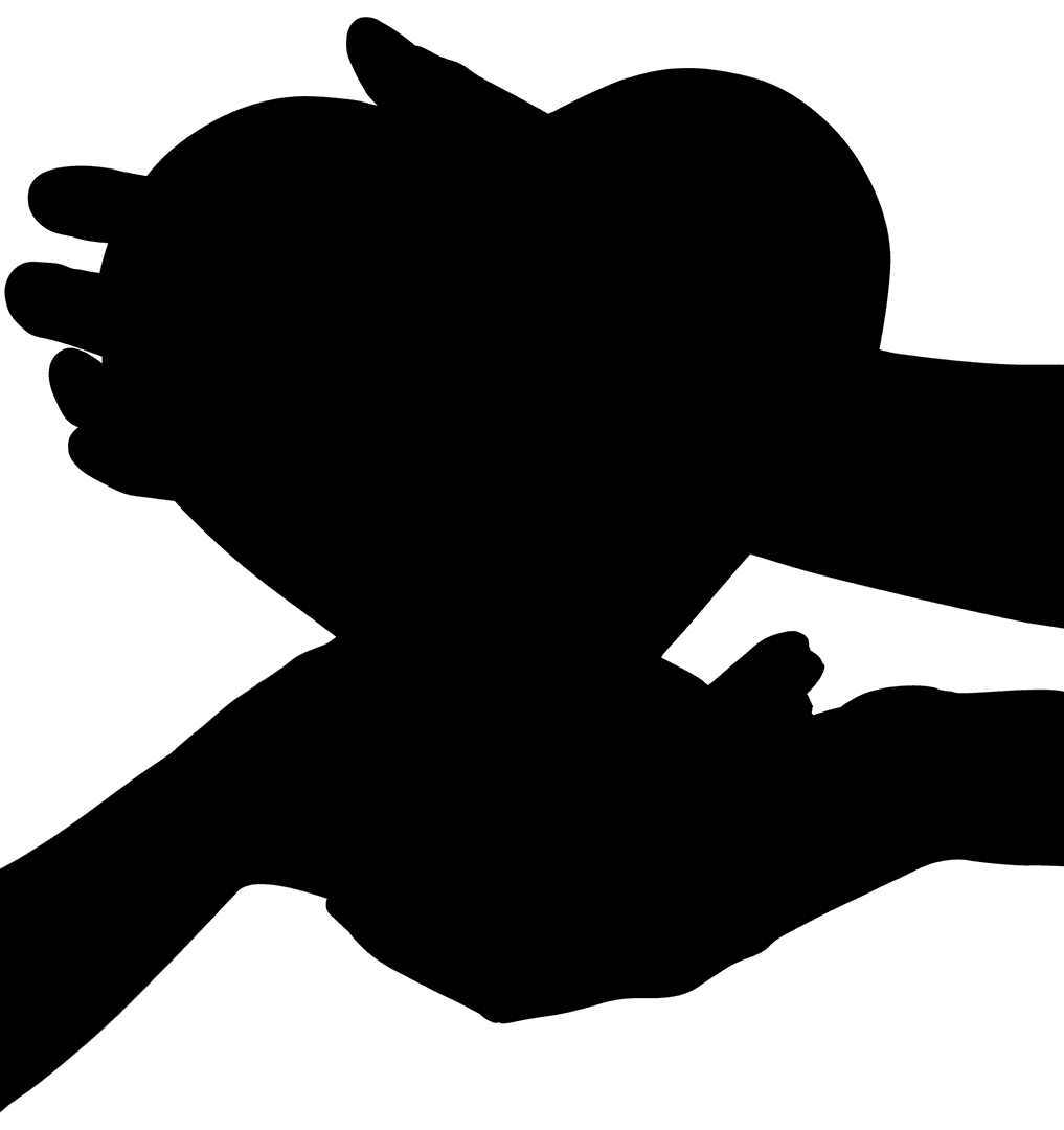 Hands Holding Heart Silhouette on Transparent Background Embracing Love PNG