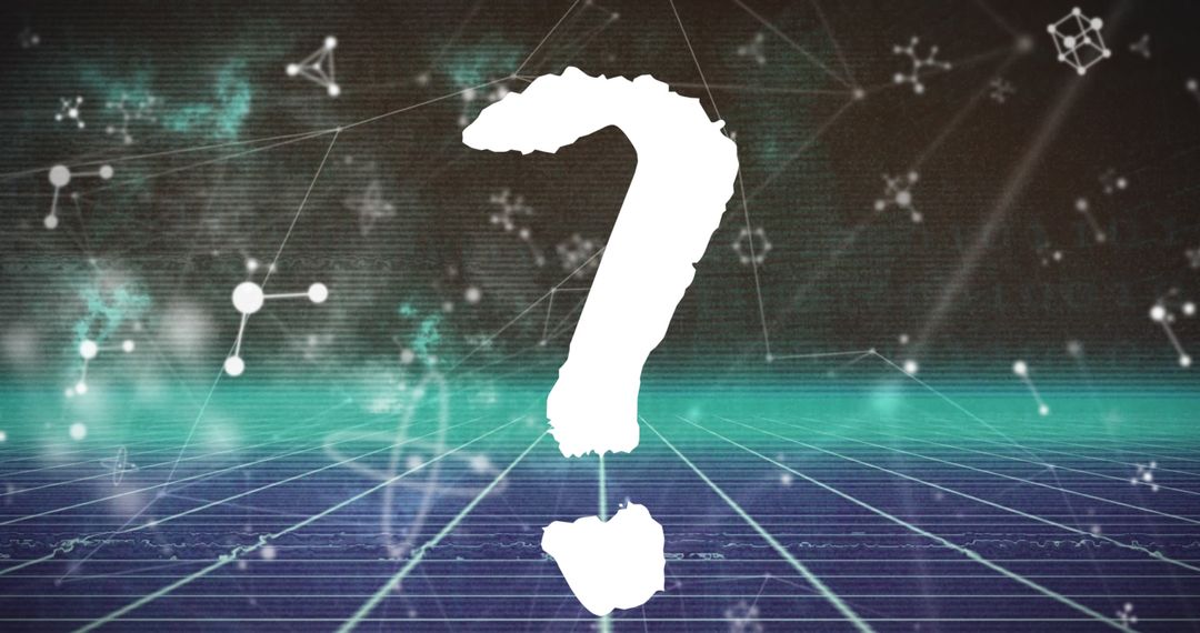 Mystery Question Mark on Digital Network Background
