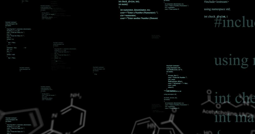 Digital Data Processing with Abstract Code on Black Background