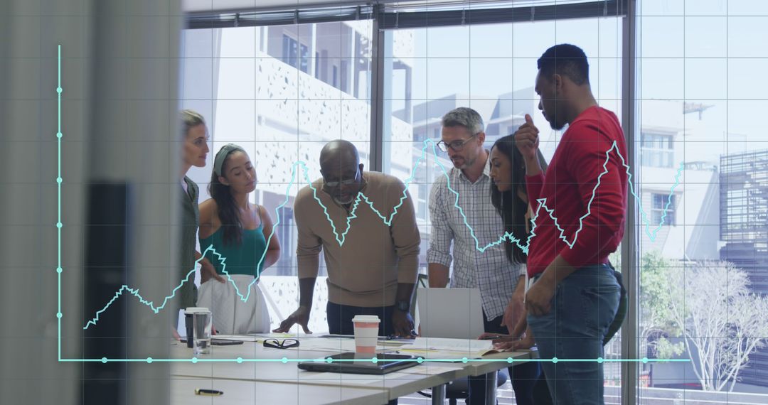 Digital Data Presentation in Modern Office Meeting