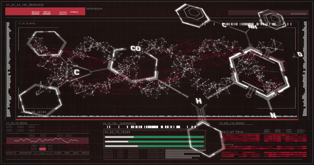 Digital Interface with Chemical Formula and DNA Strand