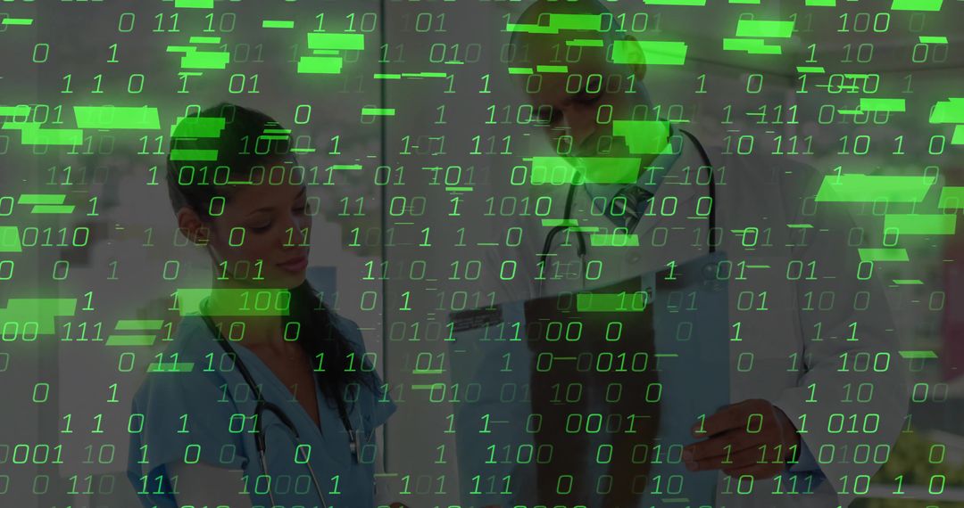 Healthcare Team Analyzing Data in High-Tech Medical Environment