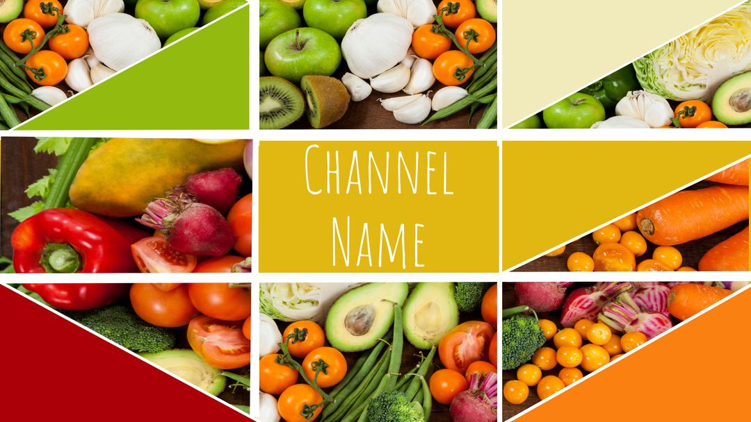 Colorful Healthy Food Collage Template for Channel Cover - Download Free Stock Templates Pikwizard.com